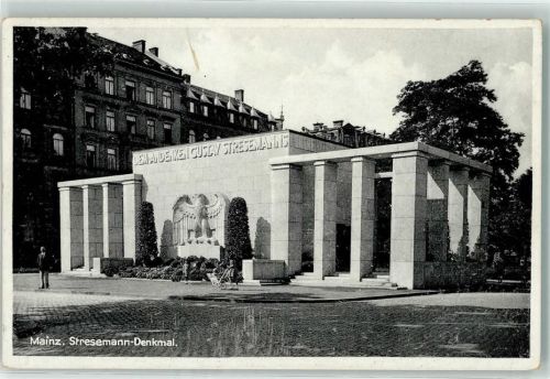 W6500 Mainz a Rhein Denkmal Stresemann Politik AK Weimarer Republik 1931