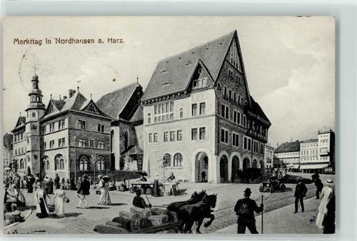 Nordhausen 1909 Markttag Marktszene Oldtimer