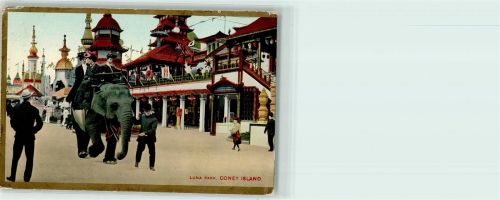 Coney Island, N.Y. 1909 Luna Park Coney Island Frauen reiten auf einem Elefant