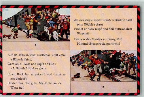 Schwäbische Eisenbahn Ziege Schwäbischer Kunstverlag Nr. 347 AK