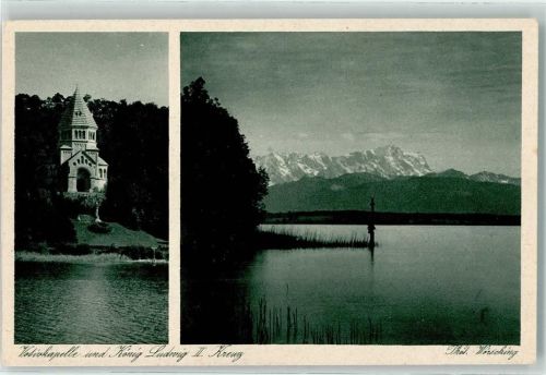 Berg Votivkapelle und König Lidwig II. Kreuz u. Zugspitze