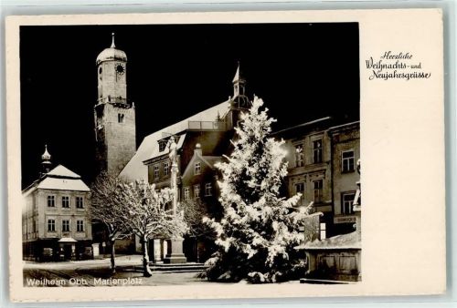 82362 W8120 Weilheim i. OB - Marienplatz Weihnachtsbaum Stadtpfarrkirche Maria Himmelfahrt