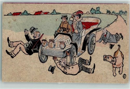 Handcoloriert Automobil AK Auto Humor 1913