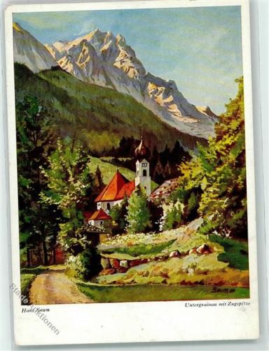 Untergrainau Zugspitze Kirche sign. Hans Saum