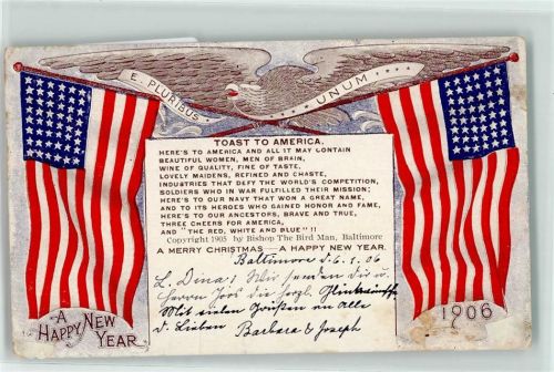 1906 Toast to America Happy New Year Fahnen