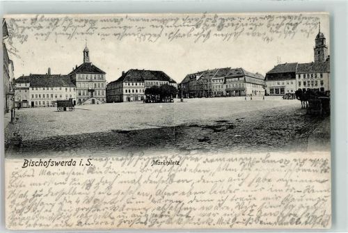 01877 O8500 Bischofswerda 1910 Gebrauchsspuren Marktplatz