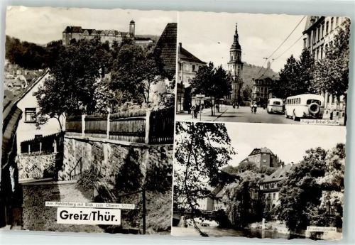 Greiz Pohlitzberg Oberes Schloß August-Bebel-Straße Omnibusse