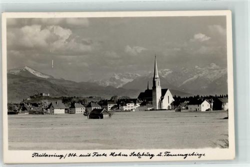 83395 W8228 Freilassing Foto AK Feste Hohen Salzburg Tennengebirge Pfarrkirche Maria Himmelfahrt
