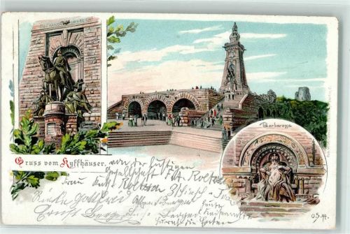 06567 O4712 Kyffhäuser 1898 - Kyffhäuser-Denkmal Barbarossa Reiterstandbild