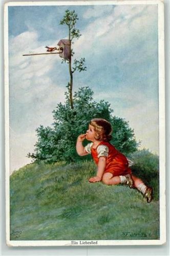 Ein Liebeslied Kind Vögel Künstler Studien Wohlgemuht und Lissner Nr.03371