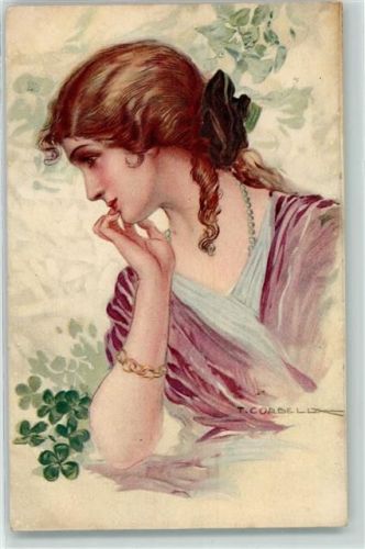 Frau mit Haarschleife , Serie 332-2 Corbella, T. 1923