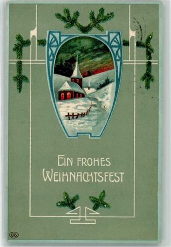 1911 Kirche Winter Tannenzweige Weihnachten