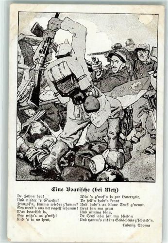 Gedicht Eine Boarische Kampf Soldaten Gewehr Wohlfahrtskarte Ludwig Thoma