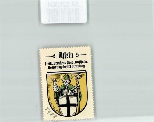 Affeln Vignette Wappen Freist. Preußen Prov Westfalen Regierungsbezirk Arnsberg