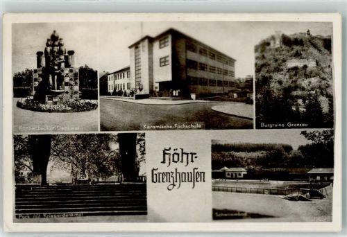 Höhr-Grenzhausen Kannenbecker Denkmal Keramische Fachschule Burgruine Grenzau Park m. Kriegerdenkmal Schwimmbad