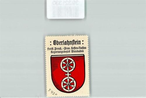 Oberlahnstein Vignette Wappen Freist. Preuß. Prov. Hessen Nassau Regierungsbezirk Wiesbaden