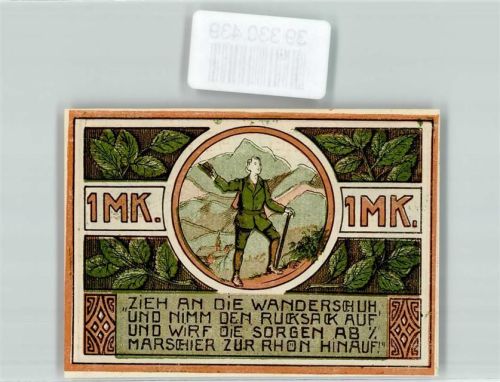 Dermbach 1921 Notgeld Gutschein der Rhongemeinde Dermbach 1 Mark Nr. 7393