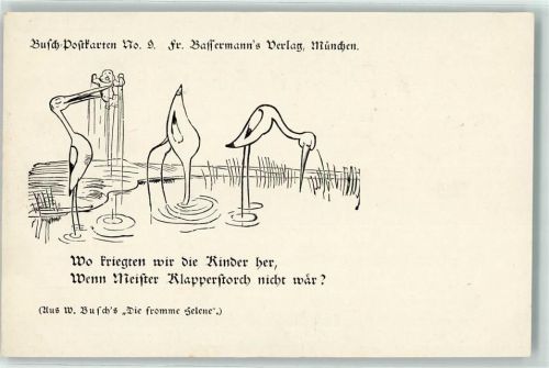 Die fromme Helene Karte Nr.9 Störche Baby Busch Wilhelm