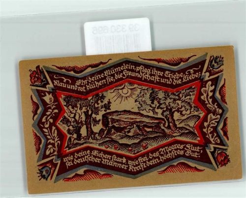 Oldenburg Notgeld 50 Pfennig Wappen Krone Löwe Sonne Bäume Blume