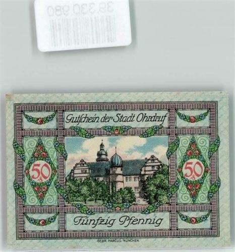 Ohrdruf Notgeld 50 Pfennig Turm Wappen