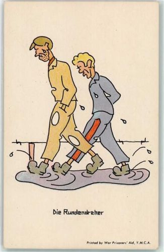 WK II Comic Rundendreher Printed by War Prisonniers Aid, Y.M.C.A. Kriegsgefangenenkarte