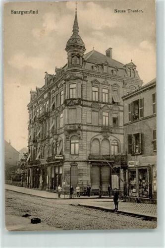 57200 Sarreguemines 1914 - Neues Theater Maggi Emailleschild Fahrrad Geschäft