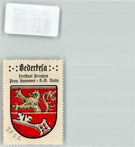 Bederkesa Vignette Wappen Freistaat Preußen Prov. Hannover R. B. Stade