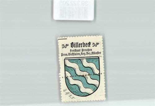 Billerbeck Vignette Wappen Freistaat Preußen Prov. Westfalen Reg. Bez. Münster