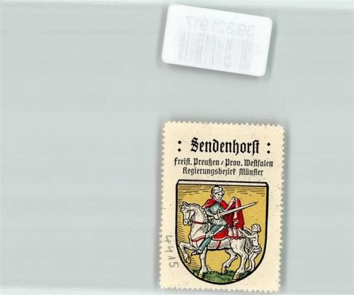 Sendenhorst Vignette Wappen Freist. Preußen Prov. Westfalen Regierungsbezirk Münster