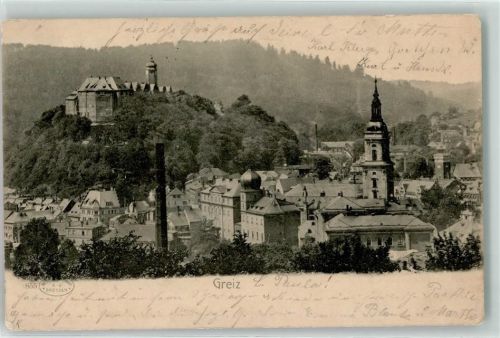 Greiz 1903 Oberes und Unteres Schloß Bahnpoststempel