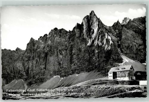 Hinterriß Falkenhütte Adolf Sotierhaus gegen Laliderer Nordwand u. Laliderer Spitze Karwendel