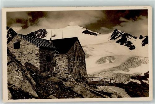 Hildesheimer Hütte - 2910 m gegen Pfaffenschneid Hüttenstempel Schnee