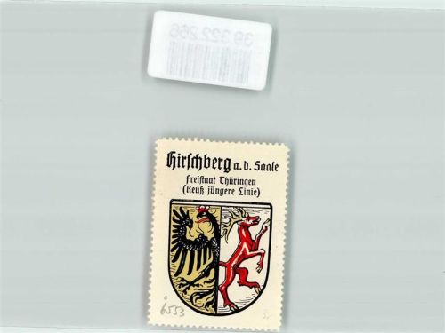 Hirschberg Vignette Wappen Freistaat Thüringen Reuß jüngere Linie