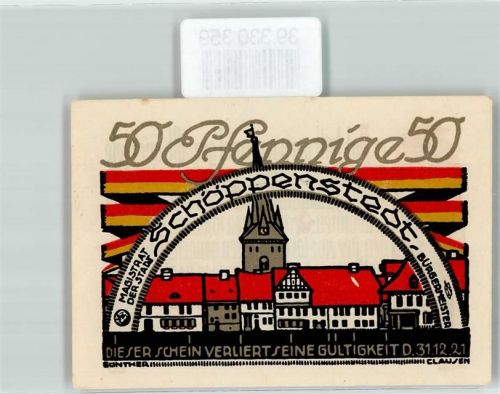 Schöppenstedt Notgeld 50 Pfennig Magistrat der Stadt Schöppenstedt Bürgermeister
