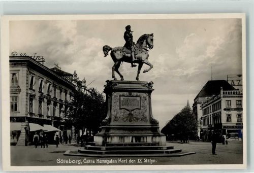 Göteborg Östra Hamngatan Karl den IX Statyn Denkmal Geschäfte
