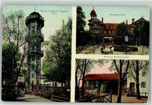 Löbau 1912 König Friedrich August Turm Honigbrunnen Älteres Berghäuschen Löbauer Berg Gruss