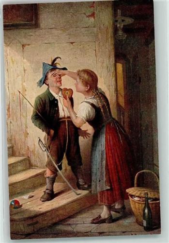 Was ist das Lebkuchen Wein Schwert sign. P.Baumgartner Galerie Münchner Meister Gemälde Karte EMM Nr.364
