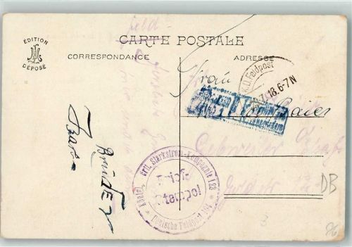 1918 Königl. Württ. Starkstrom-Kompagnie 128 Deutsche Feldpost 104 Ruine