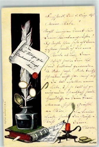 1898 Schreibfeder sign.M.Ade Myllus Antwort P.K.II