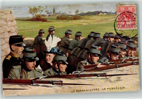 1916 Die Königin besucht einen Feldgraben Soldaten