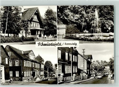 Schmiedefeld Dorfstraße Springbrunnen Georg Schumann-Platz Gasthaus Henne
