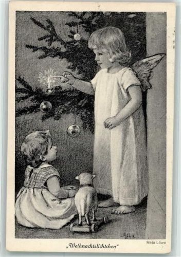 Weihnachtslichtchen Engel Kind Verlag Girtanner Nr.35 Löwe, M. Künstlerkarte