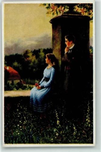 Verlag PFB Nr. 7043 sign. R. de Witt Traumverloren Poesie / Liebe Liebespaar