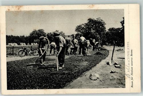 Spandau 1937 Baustelle Beruf Arbeiter an der Straße im Havelland - Abo Quittung Bild 24 Zeitung Generalanzeiger