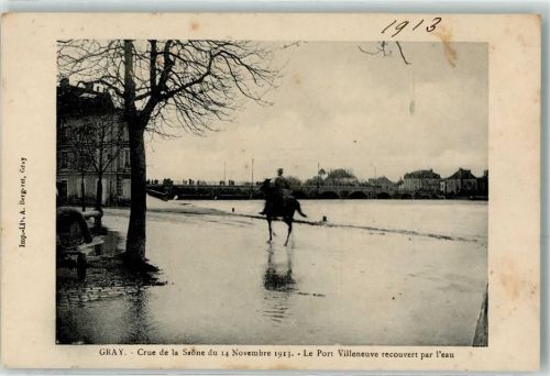 Gray 1913 Crue de la Saone du 14.November le Port Villeneuve recouvert par l`eau