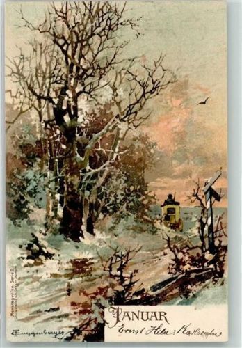 1901 Januar Monatsgrüsse Serie II Postkutsche