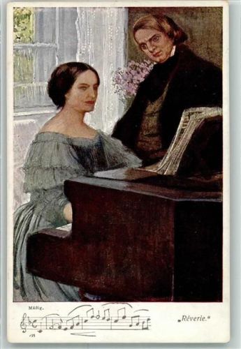 sign.Friedrich O. Frau KLavier Reverie Wiener Kunst B.K.W.I. Nr. 9075