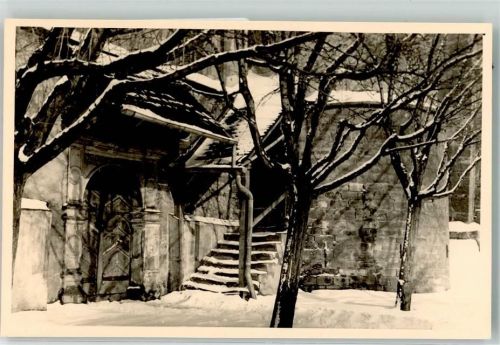 Buttstädt Kirche Winter Schnee Treppe Privatfoto keine AK Ort handschriftlich
