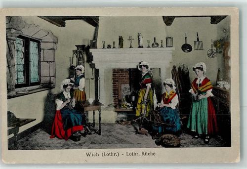 Vic-sur-Seille 1917 Tracht Lothringer Küche Spinnrad