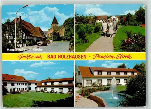 Holzhausen Hauptstraße mit Kirche Parkanlage Pension Stork
